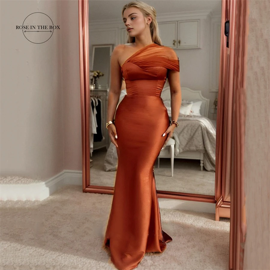boho style maxi dresses uk A-Line One-Shoulder Orange Bridesmaid Dress COCOMELODY CB0802, Mulberry