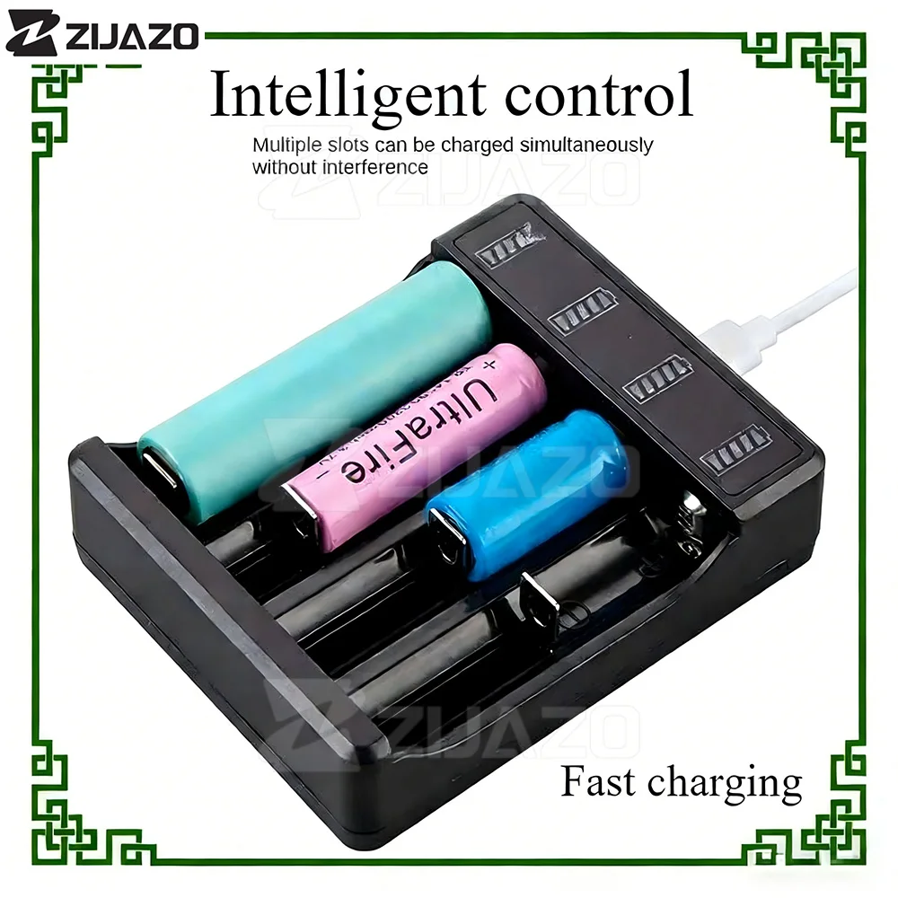 Universal Battery Charger With LED Indicator Cable 3.7V Smart Quick Rechargeable For 18650 16650 14500