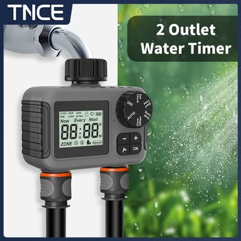 TNCE 1/2 outlet Sprinkler Timer IPX5, Rain delay Programmable Garden Irrigation Water Valve Controller for Garden Lawn Yard Drip 1