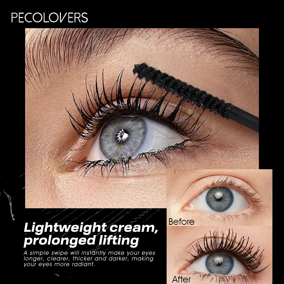 Waterproof Slim Mascara For Long Curly Eyelashes Black_voghion.com