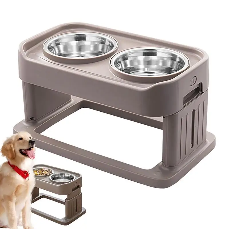 

Elevated Dog Bowls 3 Adjustable Heights Raised Dog Food Water Bowl With 2 Stainless Steel Water Bowls For Medium Large Dogs