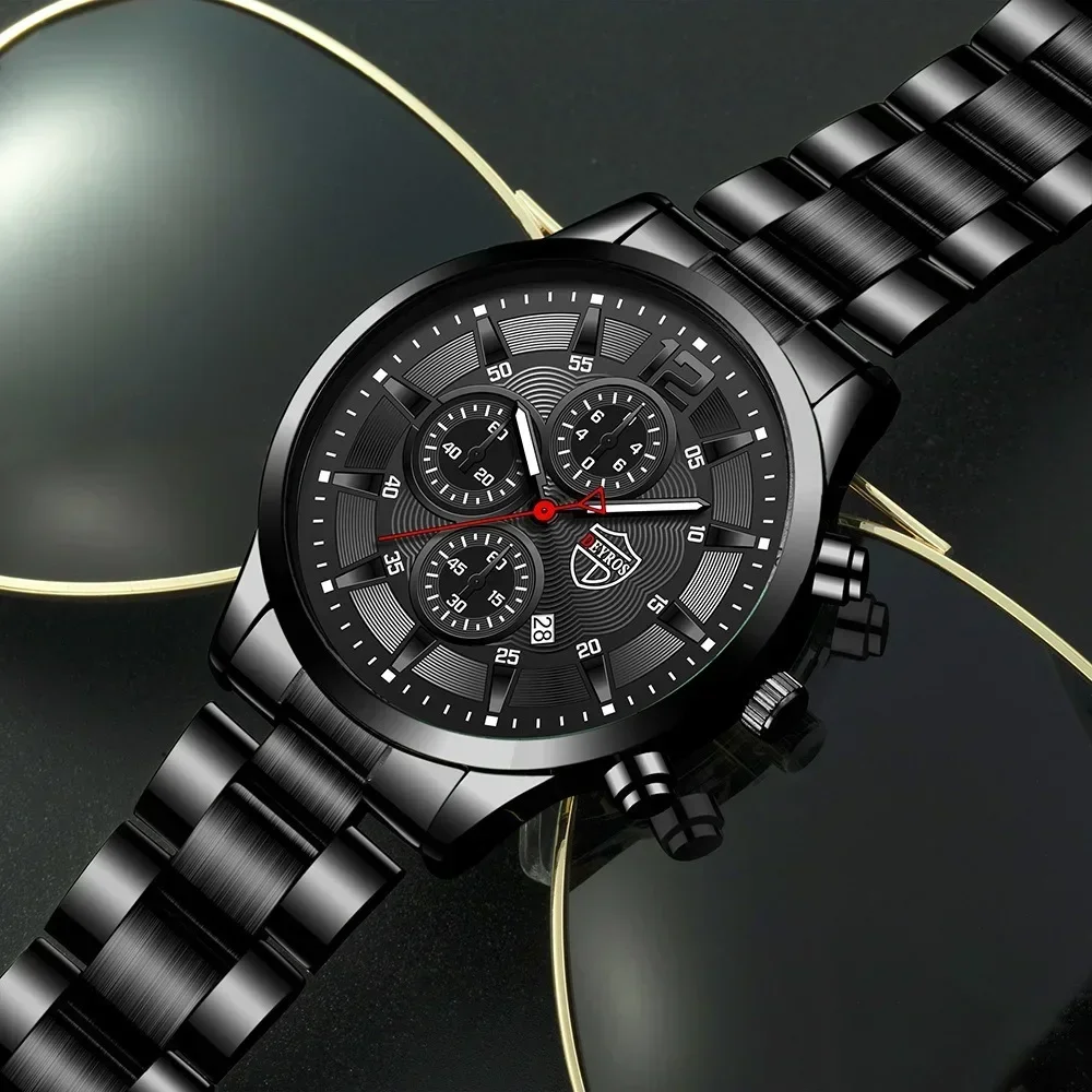 4 قطع من ساعات الكوارتز الكلاسيكية للرجال باللون ا...