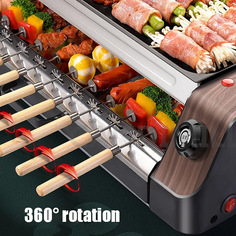Household Electric BBQ Kebab Grill Machine Automatic Rotating Smokeless Grill Mutton Skewers Barbecue Machine, 220V 4