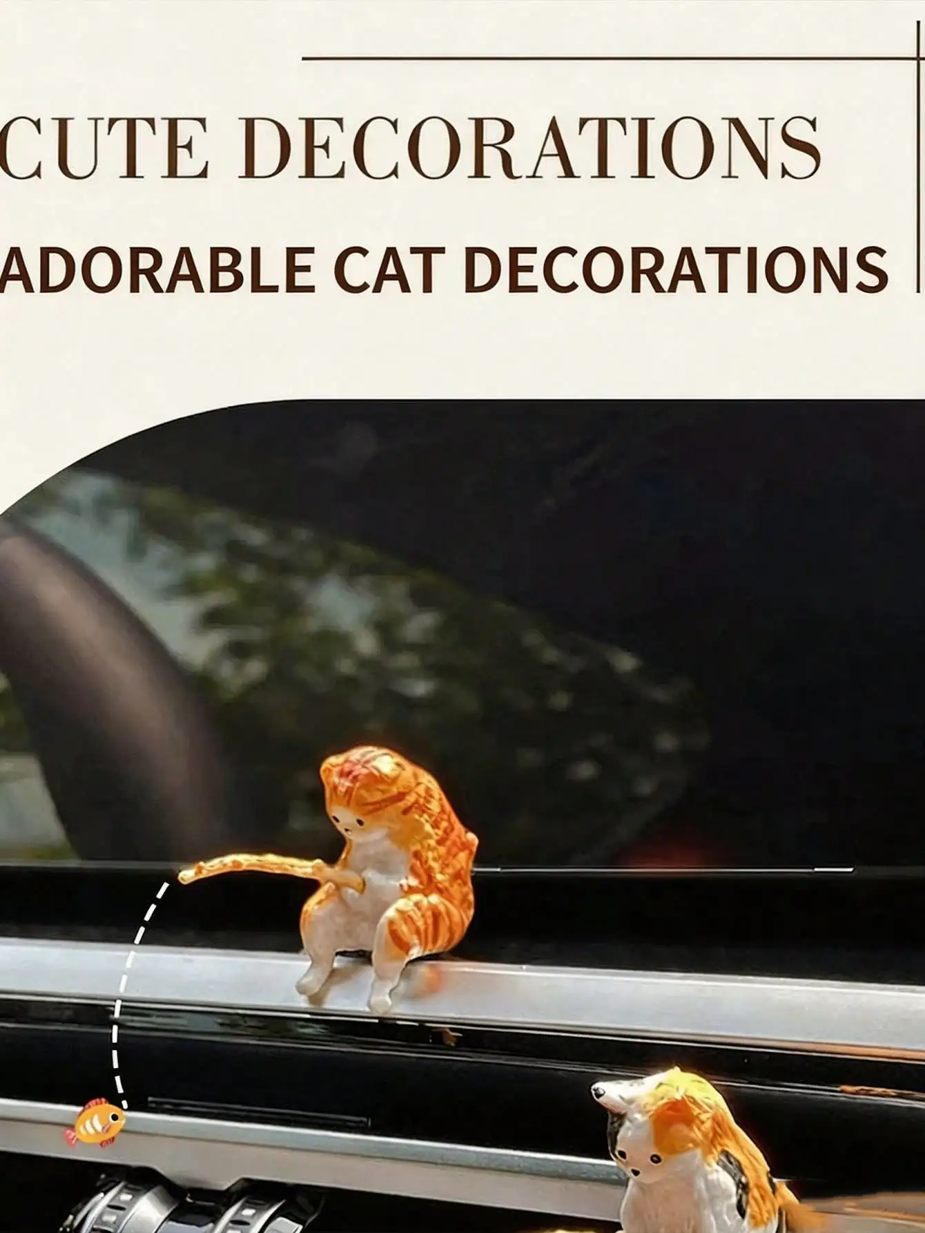 Cartoon Mini Cat Figurine, Cute Fishing Cat Ornament, Mini Resin Crafts, For Car Dashboard & Desk Display & Fish Tank Aquarium L 4
