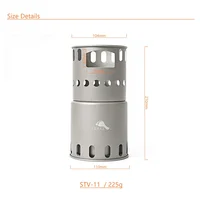 TOAKS Titanium Combo Set POT-1100-BH & STV-11 Camping Equipment 1100ml Pot with Bail Handle and Wood Stove Portable Burner 2