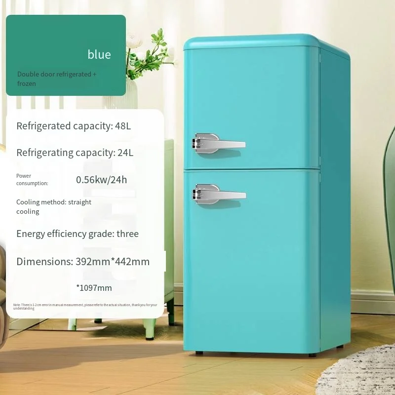 Retro Refrigerator, Small and Medium-sized Household Energy-saving Refrigeration, Freezing, Retro Mini Freezer