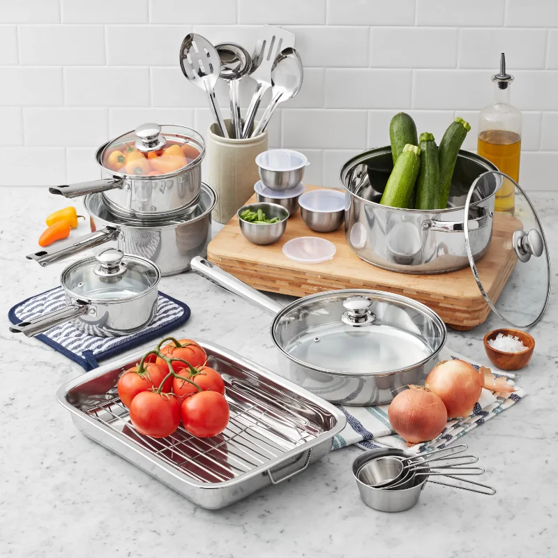 

Mainstays Stainless Steel 24-Piece Kitchen Setcookware pots and pans set