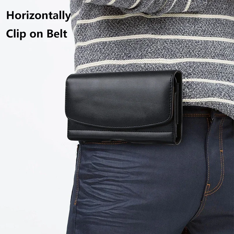 Leather Phone Pouch with Card Holder and Belt Clip
