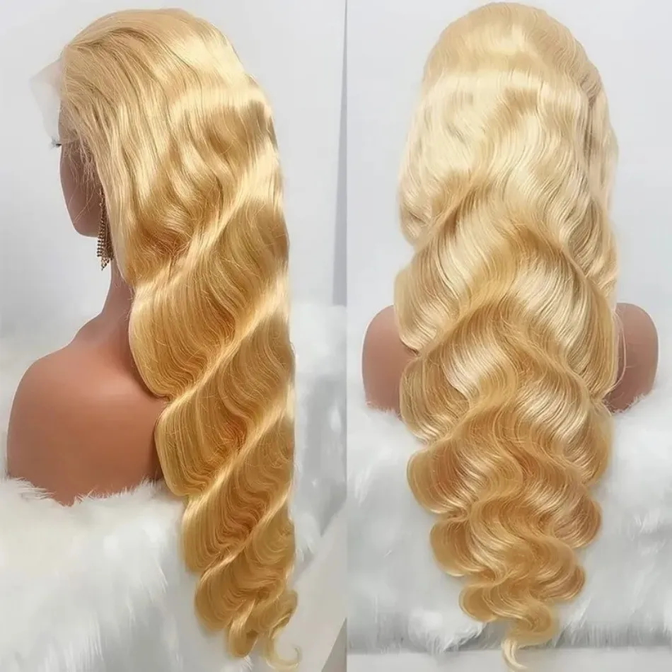 38 Inch Body Wave Human Hair Wigs 613 Blonde 13X6 Hd Lace Frontal Wig 100% Human Hair 250 Density Pre Plucked Brazilian Hair Wig