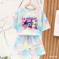 New T-shirt and Pants Set Girls' Summer Clothing Cute Smiley Short Sleeve Set Children's T-shirt and Shorts Set 1