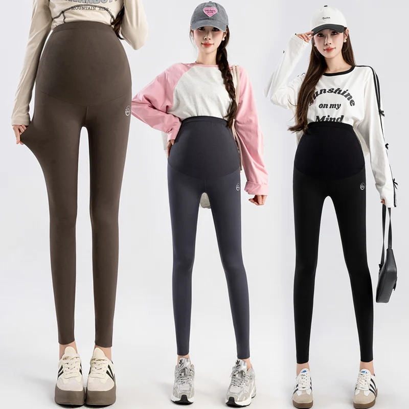 Autumn Pregnant Woman Shark Skin Legging Ankle-length Fashion Maternity Skinny Pants Pregnancy Stretched Pants Seamless Leggings