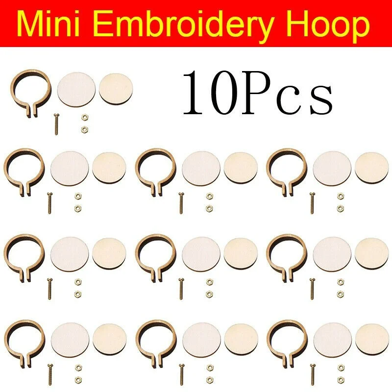 

10/20/50 set Mini Embroidery Hoop Ring DIY Wooden Cross Stitch Frame For Handmade Pendant Crafts Embroidery Circle Sewing Kit