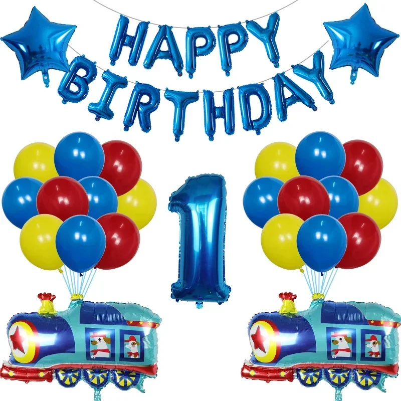 알루미늄 호일 풍선 운송 탱크 자동차 기차 어린이 생일 장난감 파티, 베이비 샤워 장식, 에어 글로보 용품, 38 개