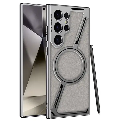 For Samsung Galaxy S26 S25 S24 S23 Ultra Luxury Plating Leather Magsafe Phone Case Magnetic Wireless Charging Shockproof Cover - Image 7