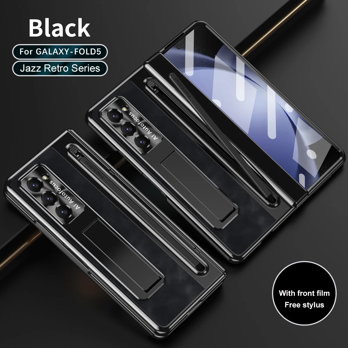 For Samsung Galaxy Z Fold 5 Case Vintage Leather Hinge Fold 4 3 With S Pen Holder Magnetic Kickstand Full Screen Protector Cover