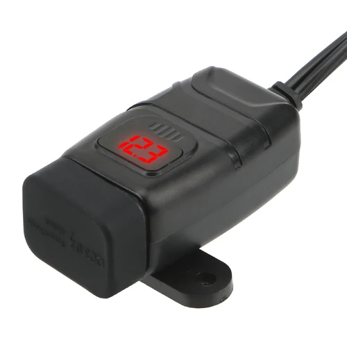 차량 장착 오토바이 고속 충전기, 모토 액세서리, QC 3.0 듀얼 USB 충전기, 디지털 전압계 어댑터, 방수 방진 5