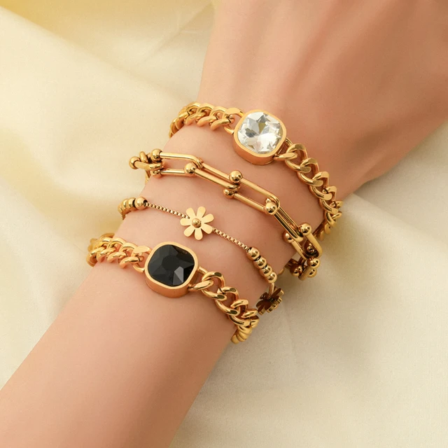 EILIECK 316L Stainless Steel Gold Color Flower Bracelet For Women Girl Fashion New Holiday Gift Wrist Chain Jewelry Pulsera - AliExpress