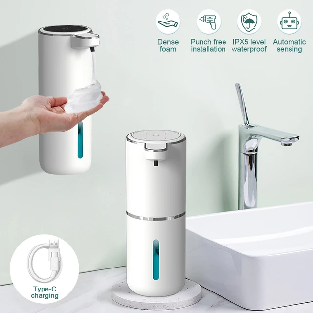 Dispenser automatico di sapone da 380ml schiuma ricarica USB Touchless  Smart Display sensore a infrarossi Dispenser di sapone liquido lavamani -  AliExpress