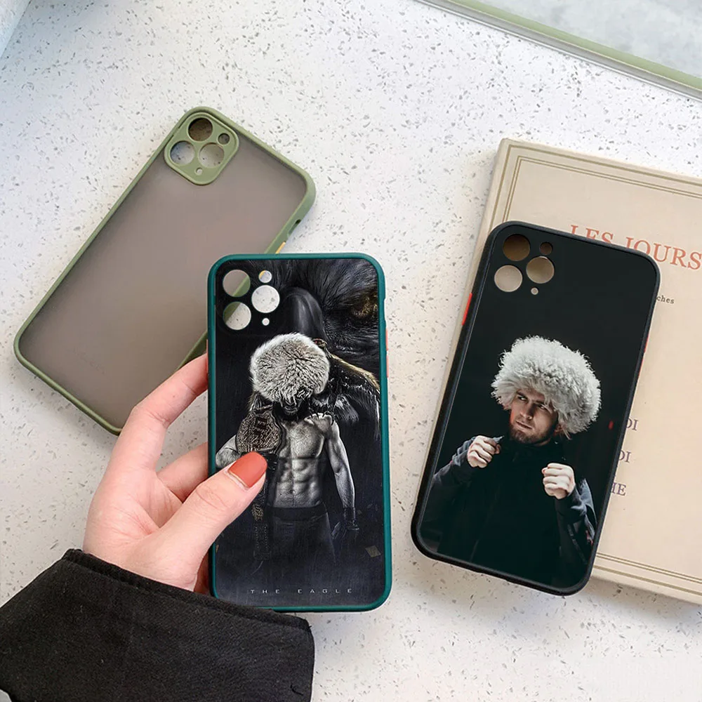 Custodia Per Telefono Khabib Nurmagomedov Trasparente Smerigliata Per Iphone 14 Pro Max 15 7 8 Plus Se 11 12 13 X Xr Xs Protezione Cover Nera