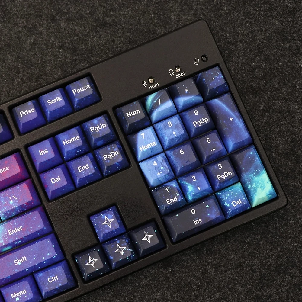 Teclas Céu Estrelado Keycaps Cereja Perfil Pbt Tintura Sublimação Teclado Mecânico para mx Switch 1.75u Deslocamento 7u Barra de Espaço 139 - Imagem 3