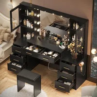 Makeup Vanity Desk with Mirror and Lights, Makeup Vanity with Lights & Charging Station, Dressing Table Vanity Set Table 2