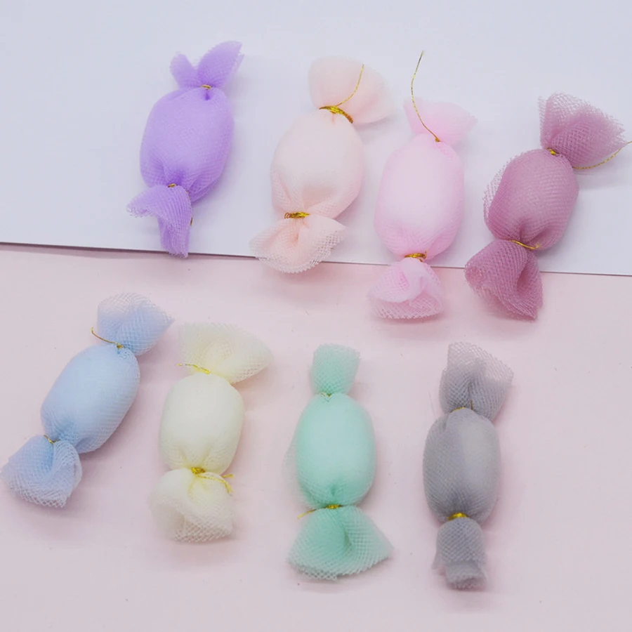 

10Pcs/Lot Handmade Net Yarn Candy Appliques For Cloth Bag Sock Hat Brooch Decoration Baby Headwear Hair Band Accessories Patches