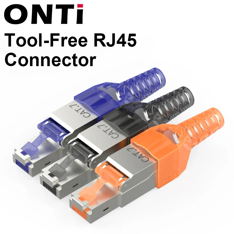 หัวต่อ RJ45 แบบมีฉนวน Cat7 Cat6a ไม่ต้องใช้เครื่องมือ ผลิตจากโลหะผสมสังกะสี สำหรับสาย SFTP 23AWG หัวต่อเครือข่าย 1
