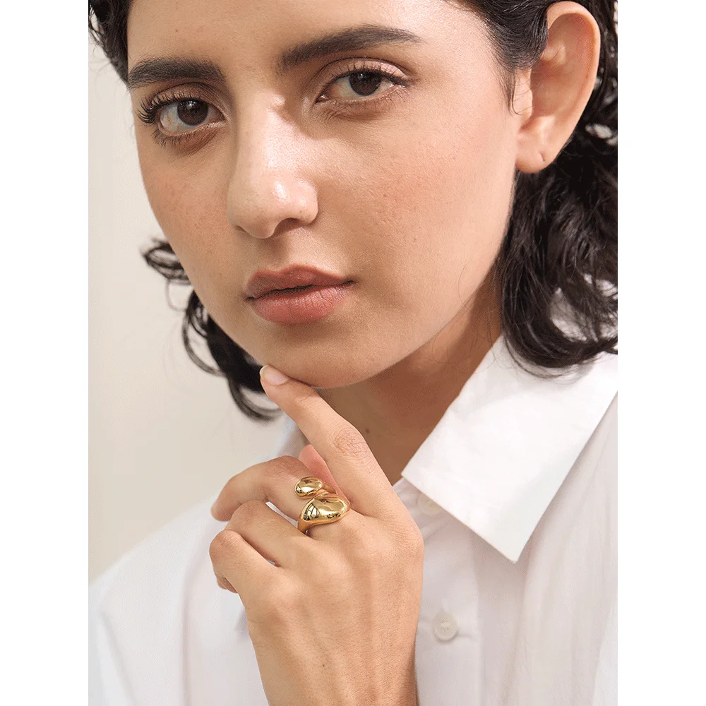 Yhpup Finger Ring Stainless Steel in 18K PVD Plated Metal
