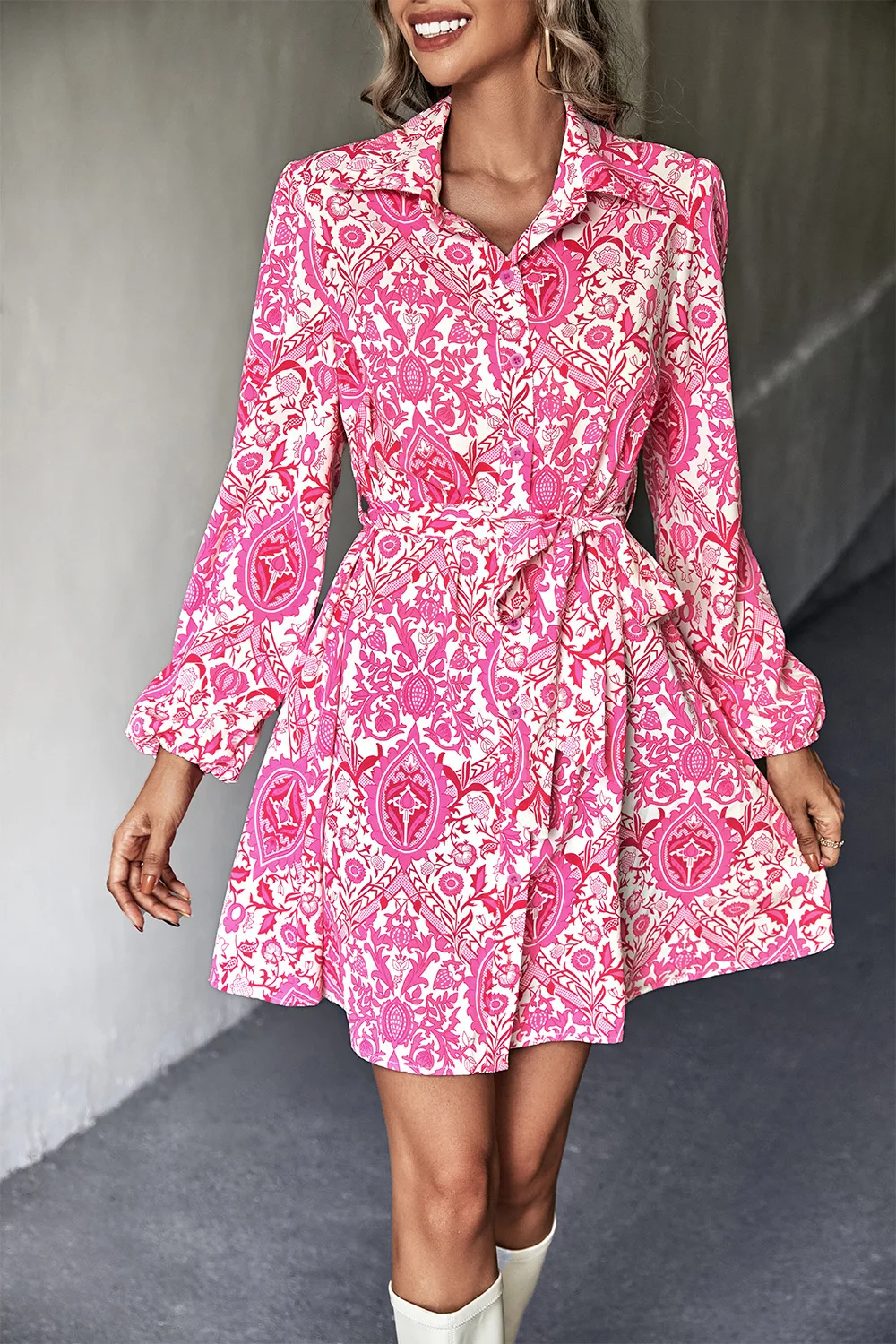 

Bodycon Dress Summer Dress Women Vintage Floral Print Ruffles Mini Shirt Dresses Female Chic Breasted Lace Up Sashes Vestidos