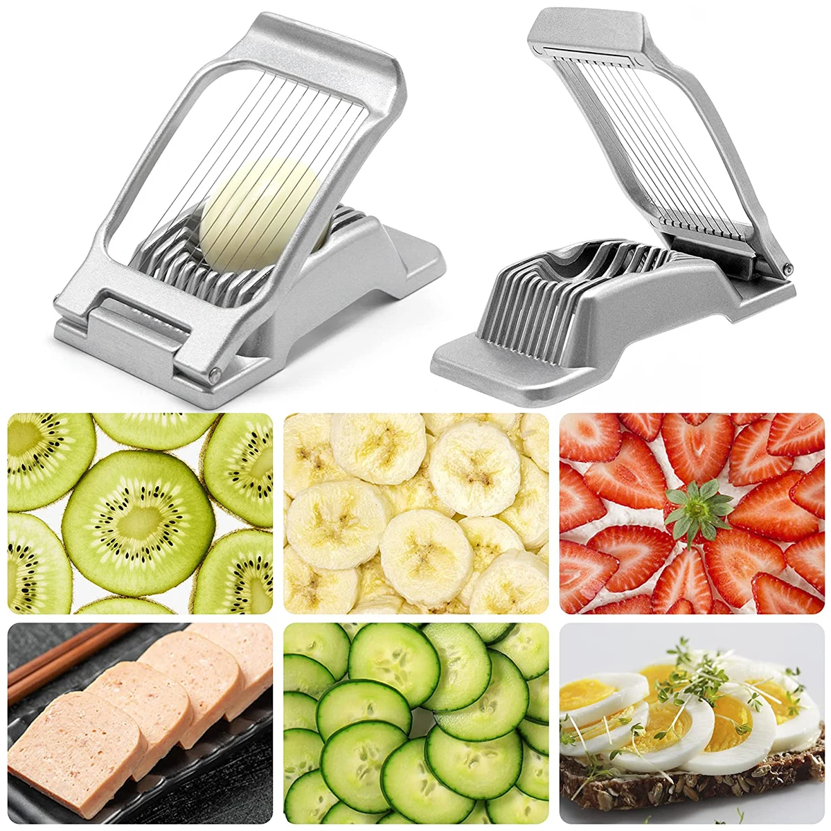 Egg Slicer Heavy Duty Metal Boiled Eggs Cutter Stainless Steel