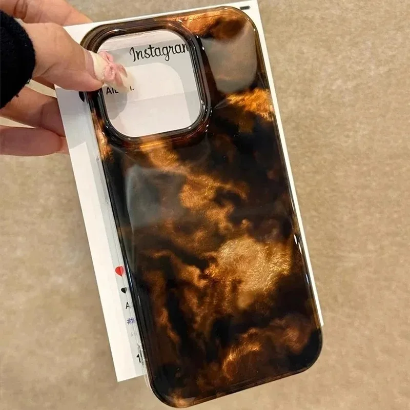 Vortex Pattern Amber Black Brown Blend Silicone Phone Case - Soft and Stylish Protection