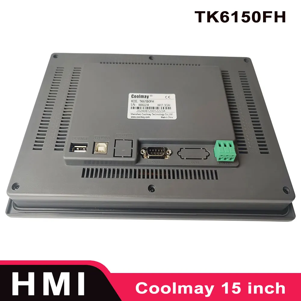 Coolmay 15 Inch HMI TK6150FH Supports RS232 RS485 MODBUS Free Port and Common PLC Communication Protocol