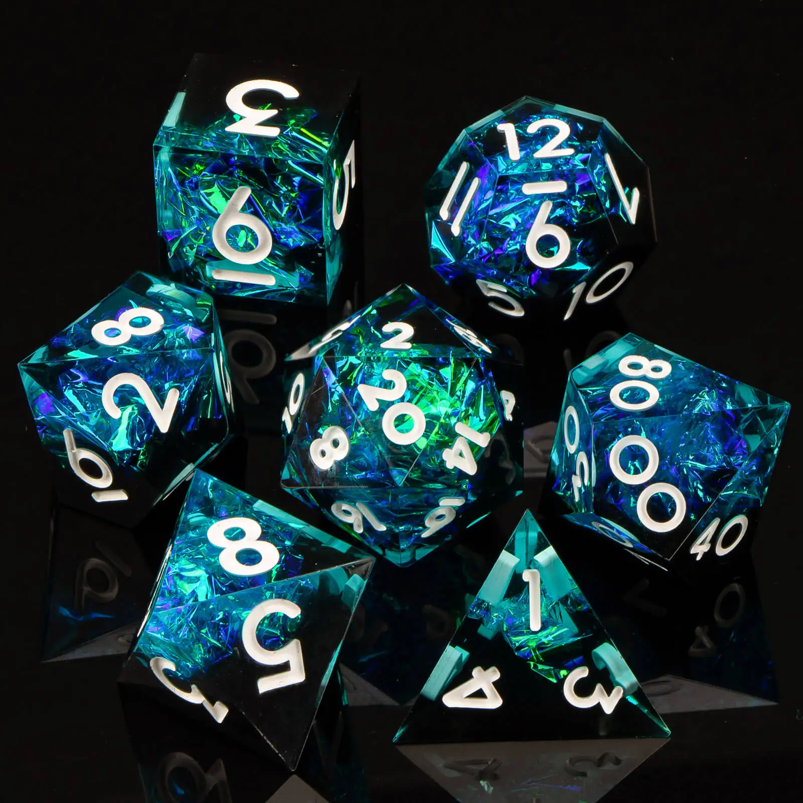 DND 수지 샤프 에지 주사위 세트, 수제 D 및 D 던전 및 드래곤 주사위, RPG 역할 놀이 게임 D&D 주사위 D20 D12 D10 D8 D6 D4