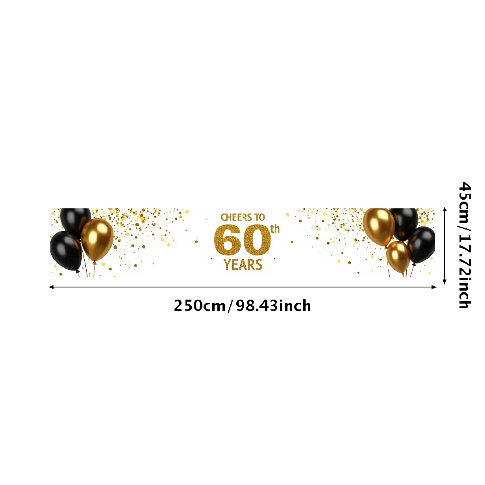 Prost auf 60 Jahre Banner-Hintergrund, glitzernder Ballon, 60. Jahrestag, Geburtstag, Party-Dekoration, Event, Fotografie, Hintergrund-Requisiten – Detail 2