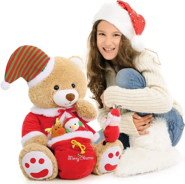 MaoGoLan Christmas Teddy Bear Stuffed Animal Santa Claus Snowman Elk Stuffed Soft Plush Toys, 24 1