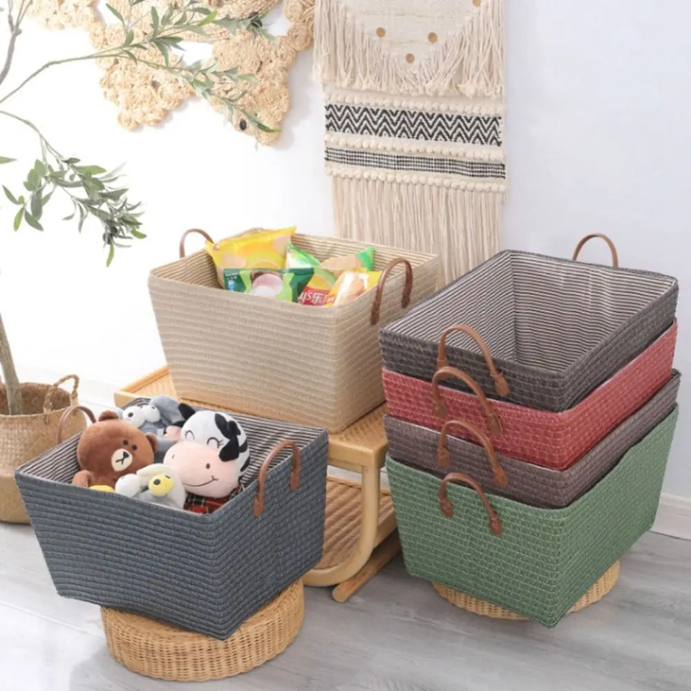 

Foldable Woven Storage Basket Simple Space Saving with Handles Dirty Laundry Basket Large Capacity Sundries Baskets Wardrobe