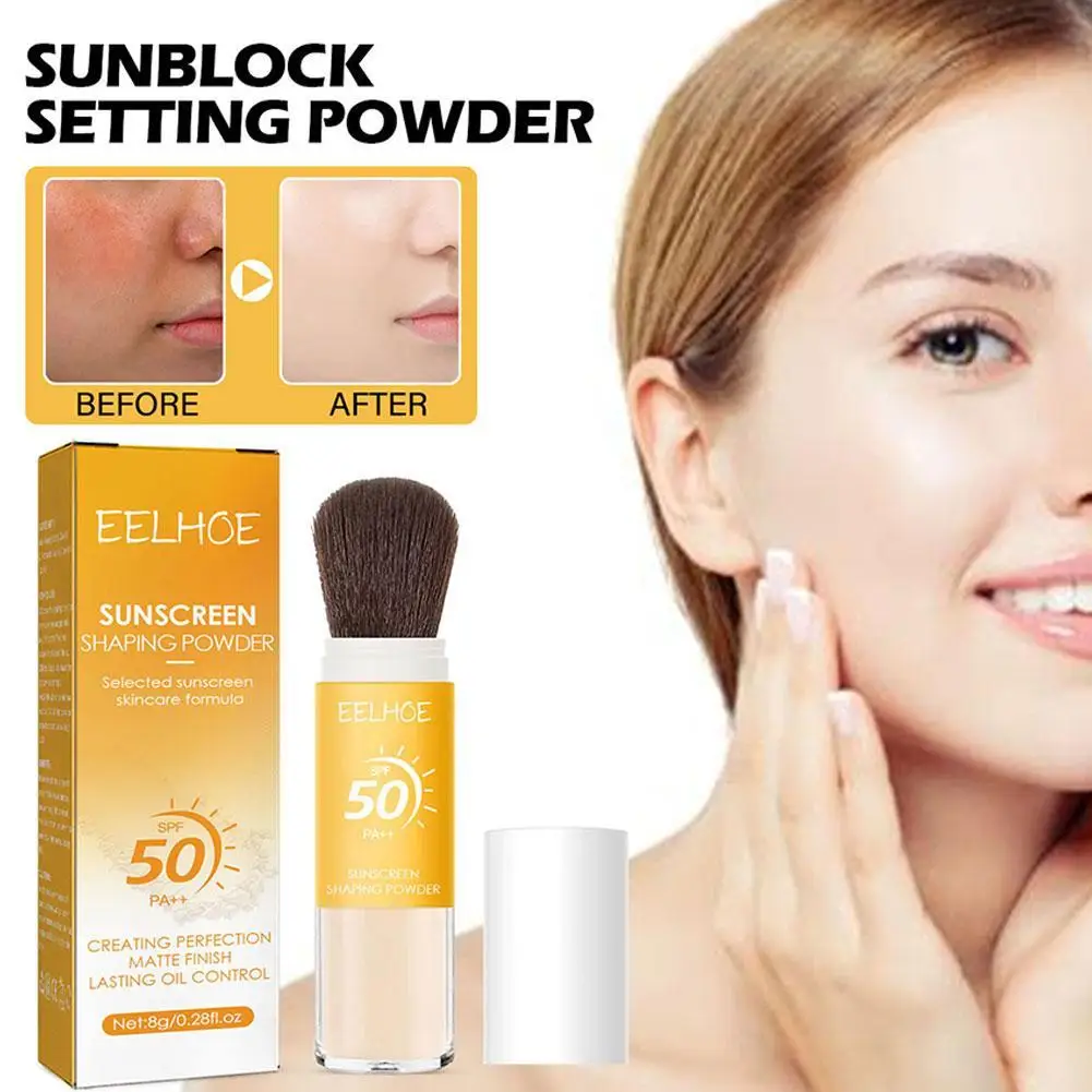 

Mineral Sunscreen Setting Powder Transparent Mineral Brush Powder SPF50 Makeup Control Oil Long-Lasting Sunscreen Setting Powder