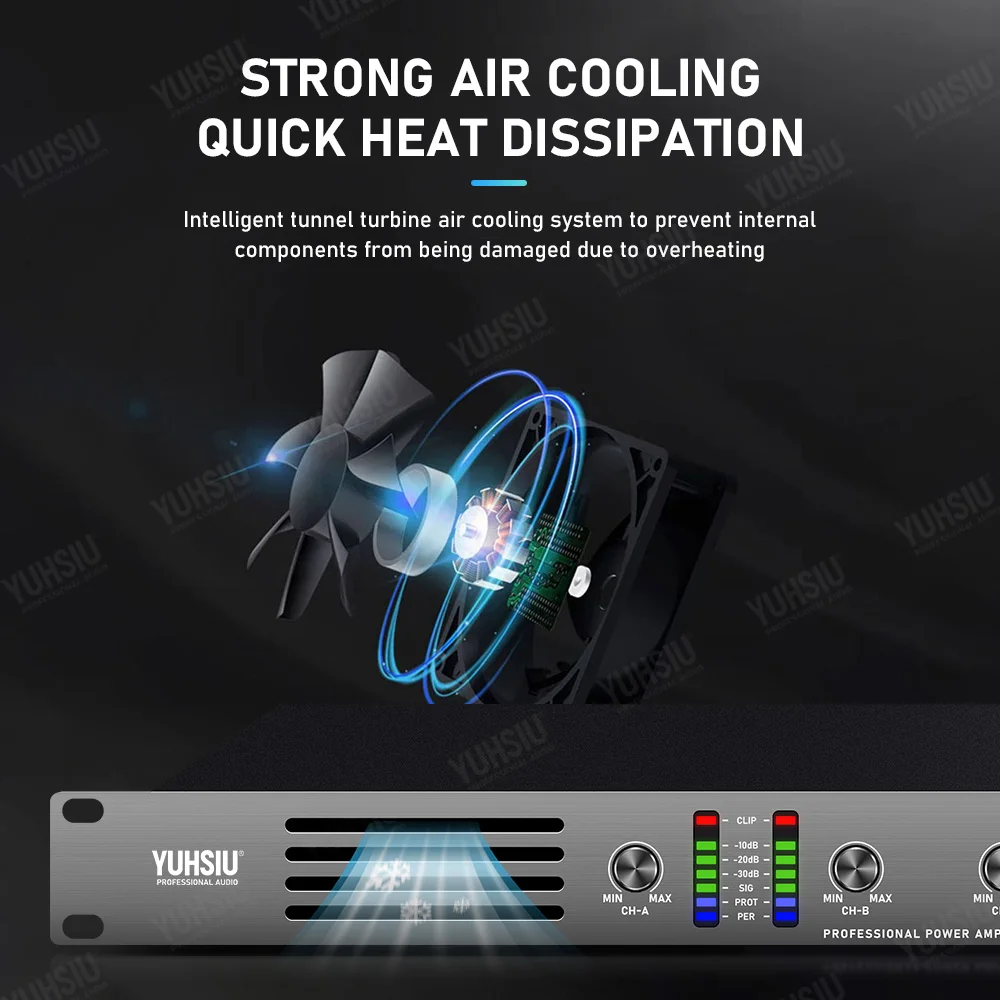 YUHSIU Professional Digital 1U Class D Hifi High Power Amplifier 650W 2/4 Channels for KTV Disco Stage Karaoke Audio Speaker AMP