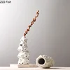 Creative Wind Tunnel Ceramics Vases Artificial Flowers Flower Arrangement Desk Decoration White Coral Porcelain Vase Home Decor 3
