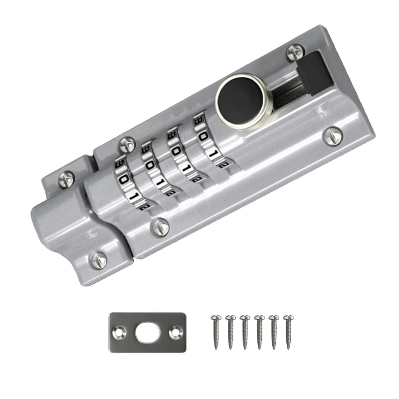 Description Picture 4 of item4-Digit Combination Padlocks Password Lock Sliding Door Lock Anti-theft Safety Slide Latches Lock Easy to Install