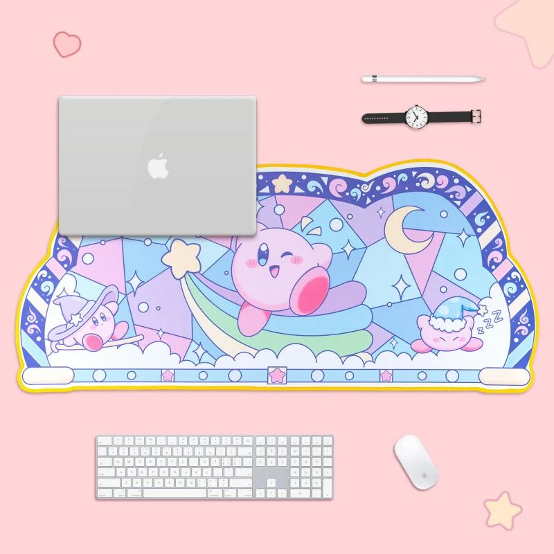 Kawaii Anime Kirbys Mouse Pad Cartoon Cute Student Huge Wrist Pad Thickened Non Slip Table Mat