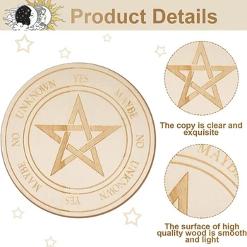 Wooden Divination Pendulum Board Star Sun Moon Energy Carven Plate Healing Meditation Board Ornaments Metaphysical Altar 6
