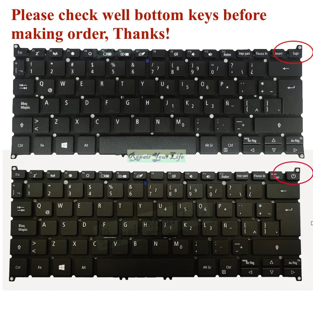 Teclado para Acer Swift Sf31456 54 54g Sf31441 N17w2 Aspire A514-52 N19h2 Sv3t Sv03t-a80b Pt-br uk Francês Latim Espanhol
