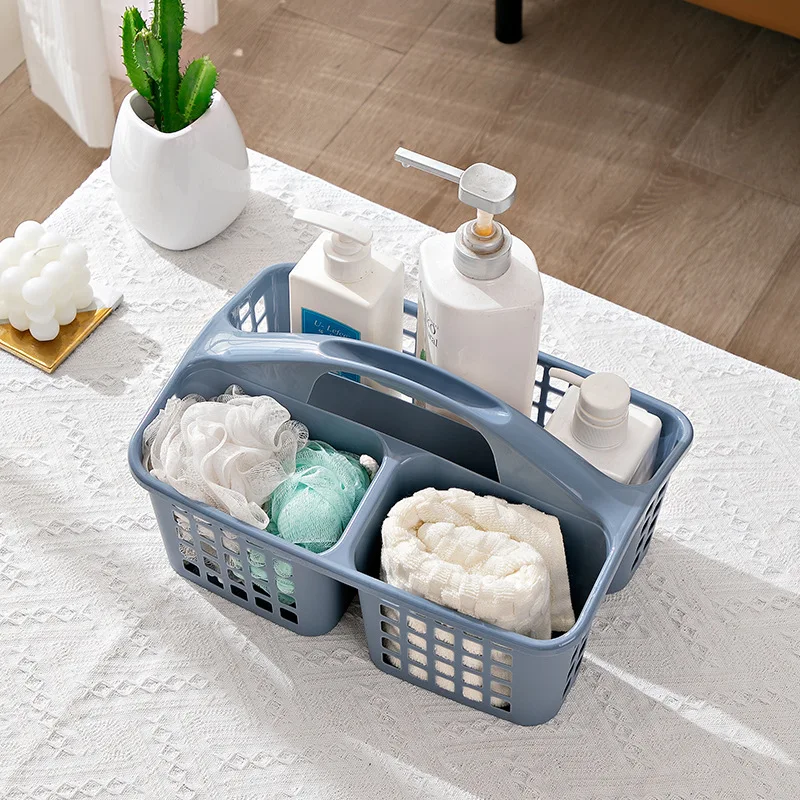 Plastic Shower Caddy Basket With Compartments Portable Divided Cleaning Supply Storage Organizer With Handle Dorm Bathroom