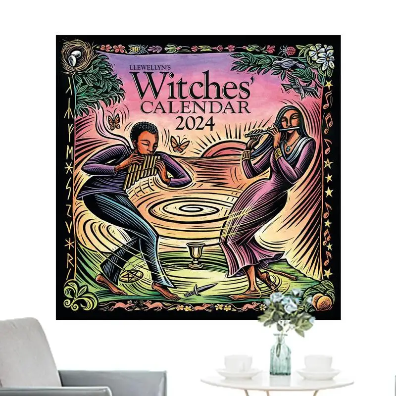 

2024 Calendar Fantasy Monthly Wall Art Witch 2024 Calendar 12 Month Cute Wall Calendar Home Decoration School Classroom Calendar