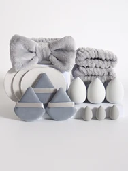 15-Piece Makeup Sponge & Beauty Accessory Set (Grey)