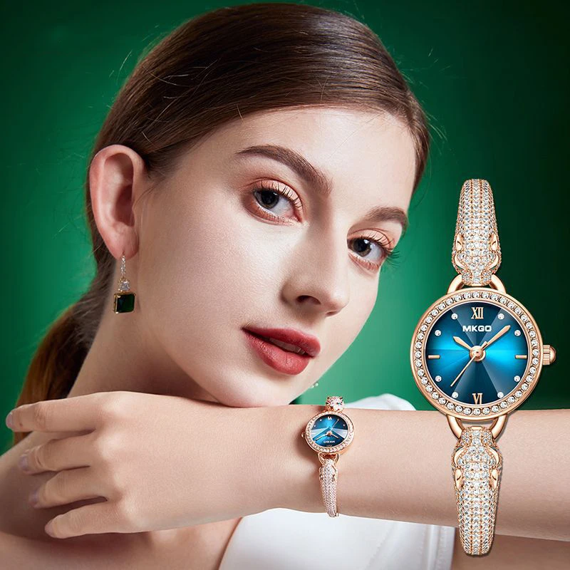 UTHAI L30 New Women's Fashion Quartz Watch Leopard Head Waterproof Bracelet Light Luxury Inlaid Shining Jewelry Full of Diamonds