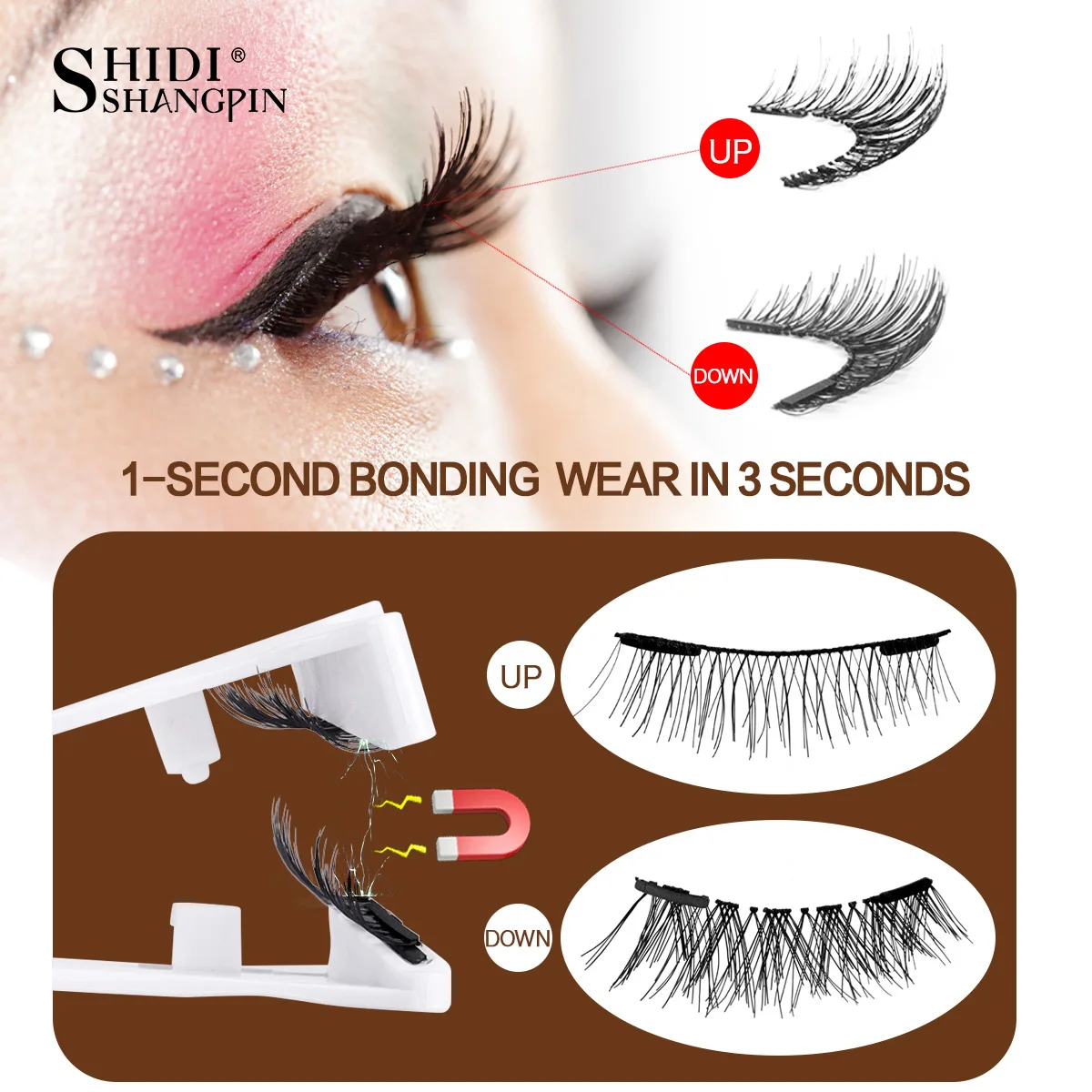 3D Magnetic Lashes Kit With Curler Natural Soft Magnetic False Eyelashes No Glue Needed Fluffy Reusable Make Up 5 pairs