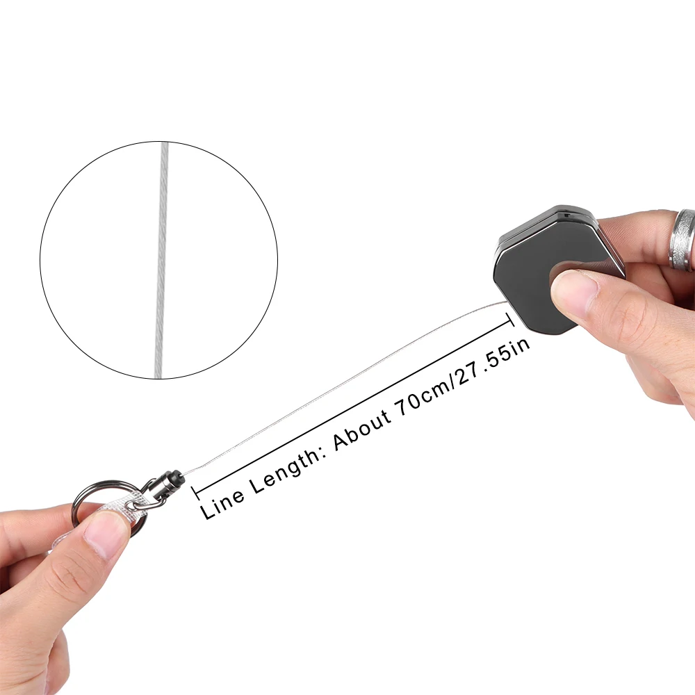 Retractable Metal Card Key Ring Clip Wire Rope Pull Keychain Reel ID Lanyard Badge Holder