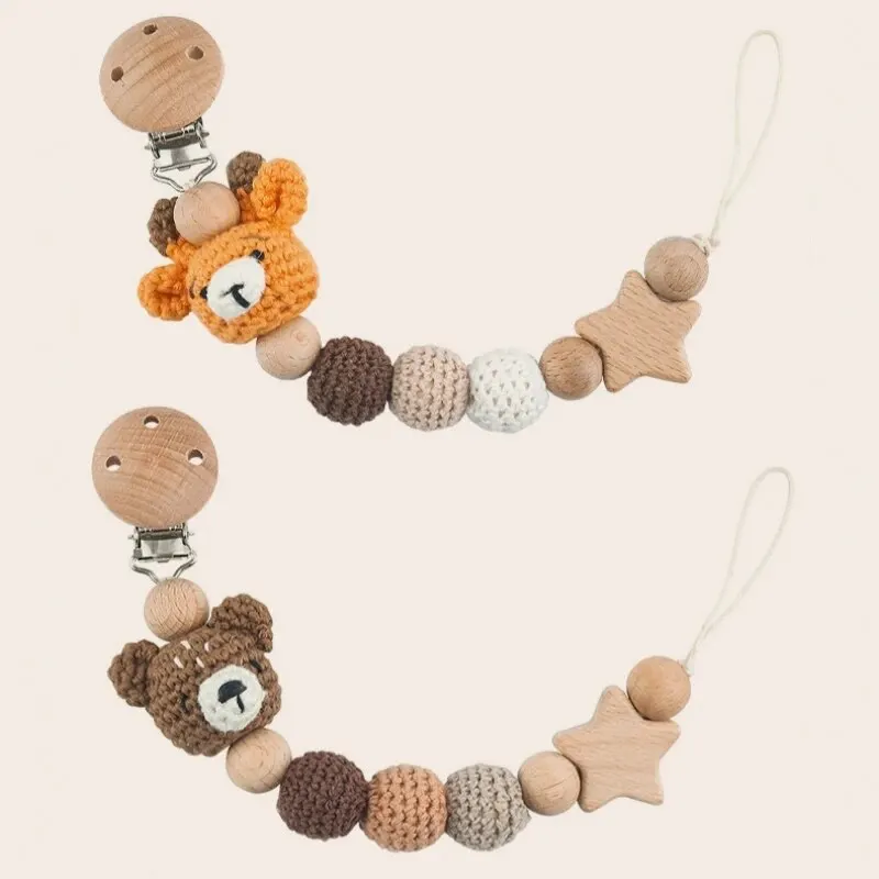 Pacifier clip Baby Crochet Children Pacifier Chain Teething Glue Diy Cartoon Animal Chain Proof Stroller Pendant